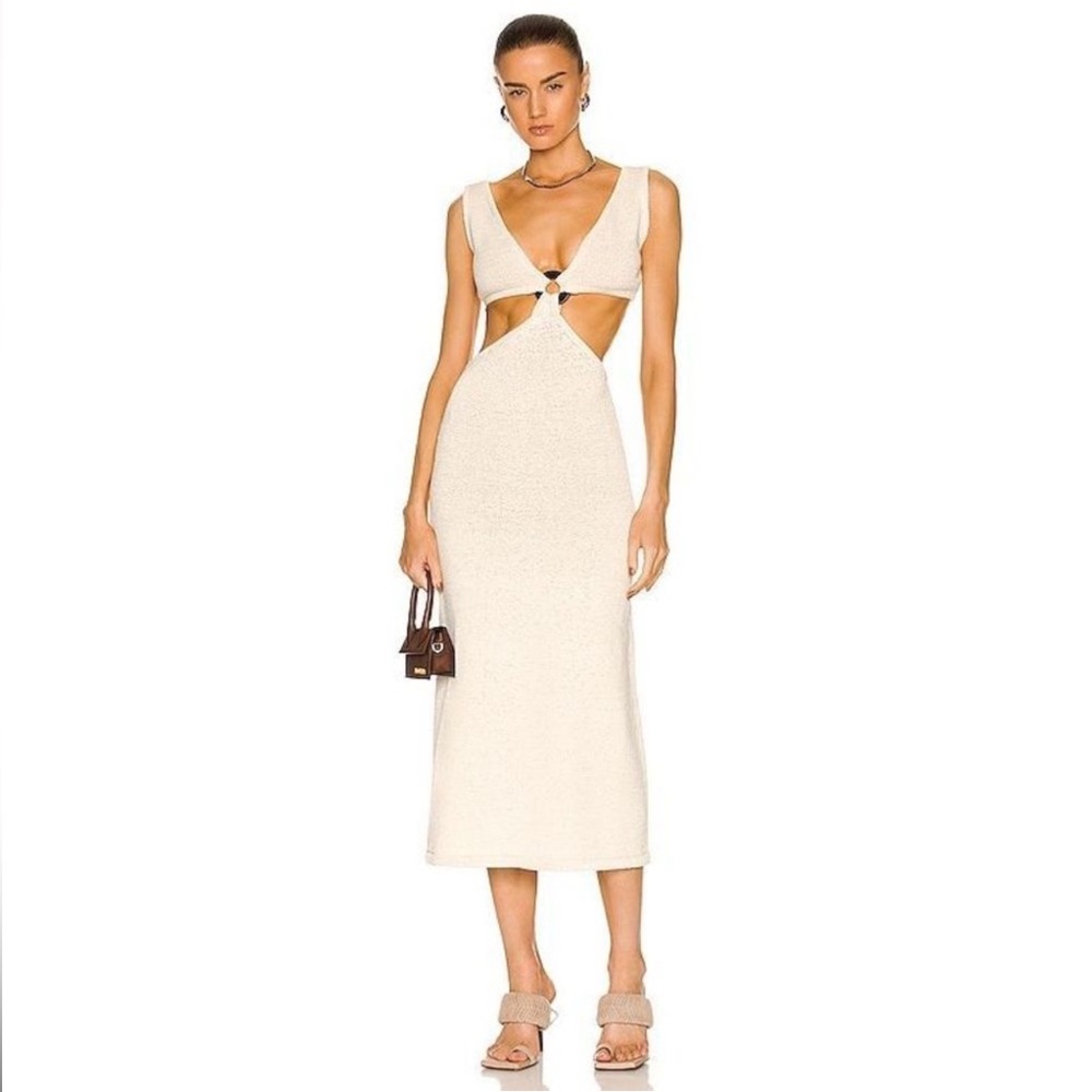 Cult Gaia Cream Sheath Dress with Plunge Neckline